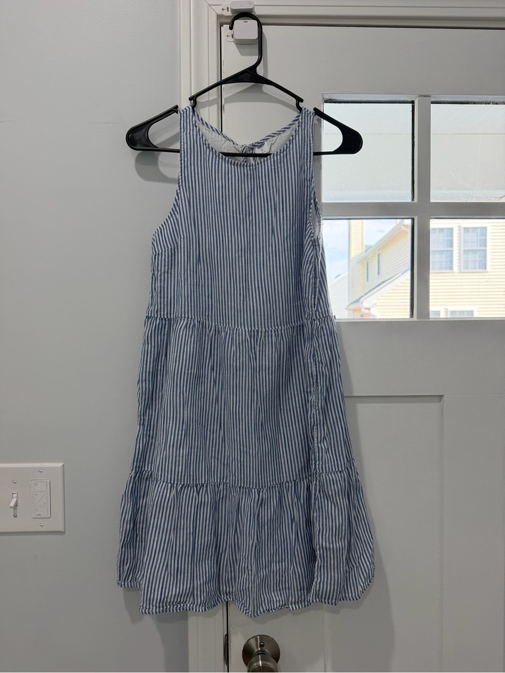 Old Navy Blue and White Striped Midi Sundress